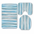 thumbnail image 1 of PKQWTM Blue-Beige-White Vertical Striped Pattern 3 Piece Bathroom Rugs Set Bath Rug Contour Mat and Toilet Lid Cover, 1 of 2