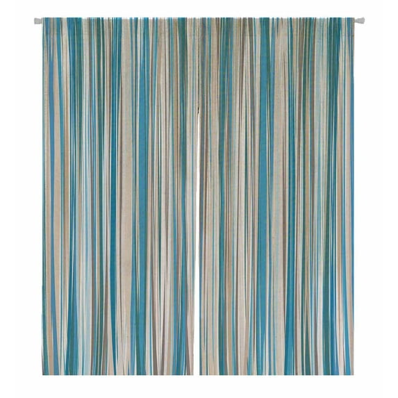 PKQWTM Blue-Beige-White Vertical Striped Pattern Door Curtain Window Cover Home Decor Hanging Curtain Size 105x120 CM