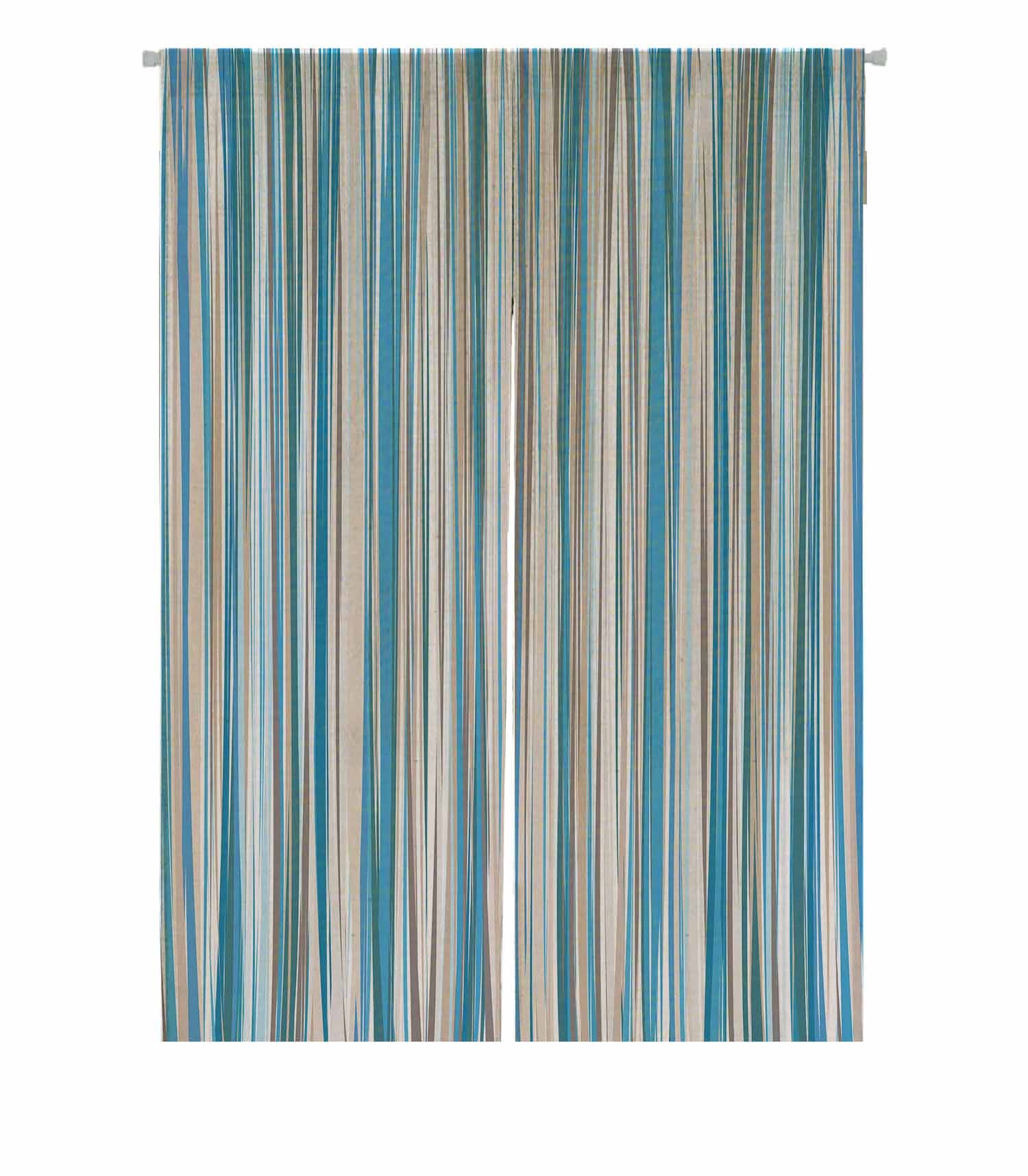 PKQWTM Blue-Beige-White Vertical Striped Pattern Door Curtain Window