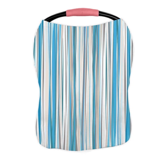 PKQWTM Blue-Beige-White Vertical Striped Pattern Nursing Cover Baby Breastfeeding Infant Feeding Cover Baby Car Seat Cover