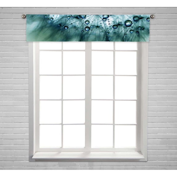 PKQWTM Blue Dandelion With Droplets Window Curtain Valance Rod Pocket 54x12 inch