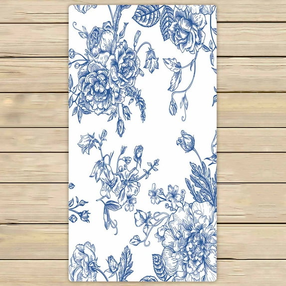 PKQWTM Blue Flowers Peonies Roses Sweet Peas Bell Microfiber Bath Towels Bathroom Body Shower Towel Size 30x56 Inches