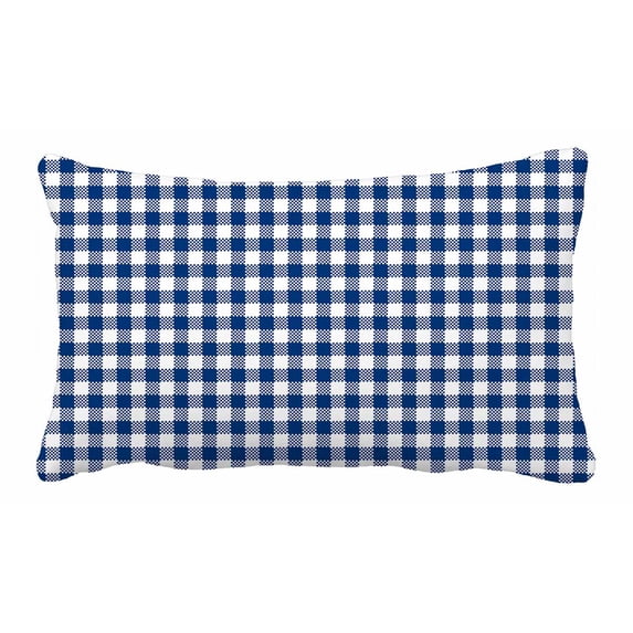 PKQWTM Blue Gingham Pattern Bed Decor Pillow Cases Zippered Cushion Cover Size 20x30 Inches