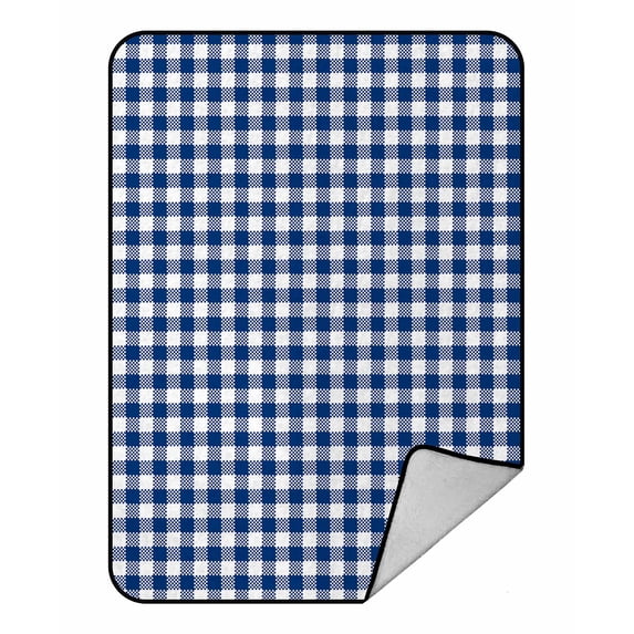 PKQWTM Blue Gingham Pattern Blanket Crystal Velvet Throw Bed Blanket 58x80 inches