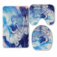 thumbnail image 1 of PKQWTM Blue and pink marble art painting 3 Piece Bathroom Rugs Set Bath Rug Contour Mat and Toilet Lid Cover, 1 of 2