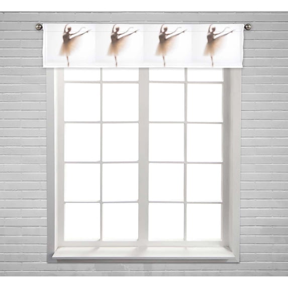 PKQWTM Blurred Silhouette Ballerina White Window Curtain Valance Rod Pocket 54x12 inch