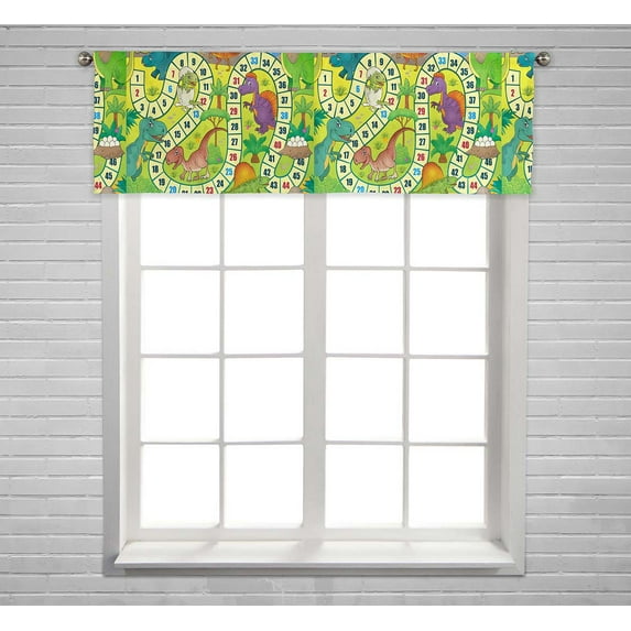 PKQWTM Board Game Dinosaur Theme Window Curtain Valance Rod Pocket 54x18 inch