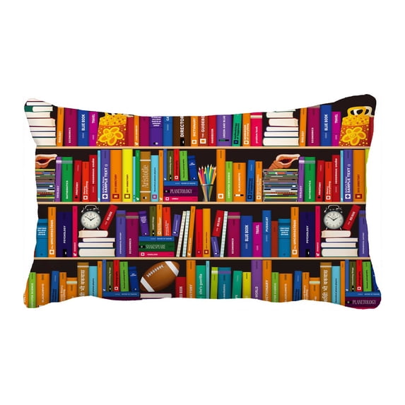 PKQWTM Book Shelf Pattern Bed Decor Pillow Cases Zippered Cushion Cover Size 20x30 Inches