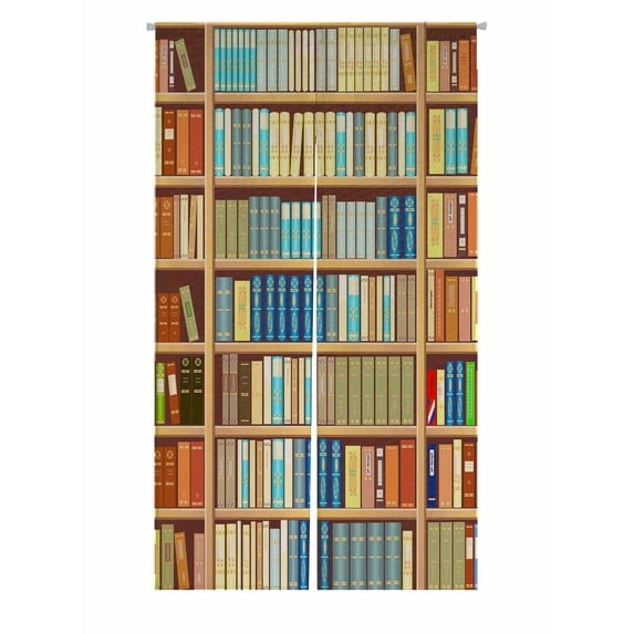 PKQWTM Bookcase Full Of Different Colorful Books Door Curtain Window Cover Home Decor Hanging Curtain Size 85x150 CM