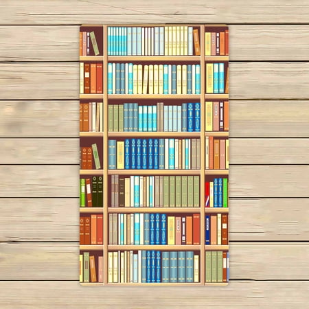 PKQWTM Bookcase Full Of Different Colorful Books Microfiber Bath Towels Bathroom Body Shower Towel Size 16x28 Inches