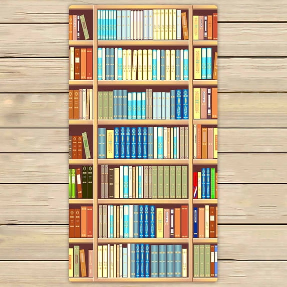PKQWTM Bookcase Full Of Different Colorful Books Microfiber Bath Towels Bathroom Body Shower Towel Size 30x56 Inches