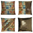 thumbnail image 1 of PKQWTM Bookcase Full Of Different Colorful Books Reversible Mermaid Cushion Cover Home Decor Sequin Pillow Case Size 16x16 inches, 1 of 2