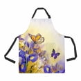 thumbnail image 1 of PKQWTM Bouquet Of Blue Irises White Flowers And Butterfly Unisex Adjustable Bib Apron with Pockets for Commercial Restaurant and Home Kitchen Use, 1 of 2