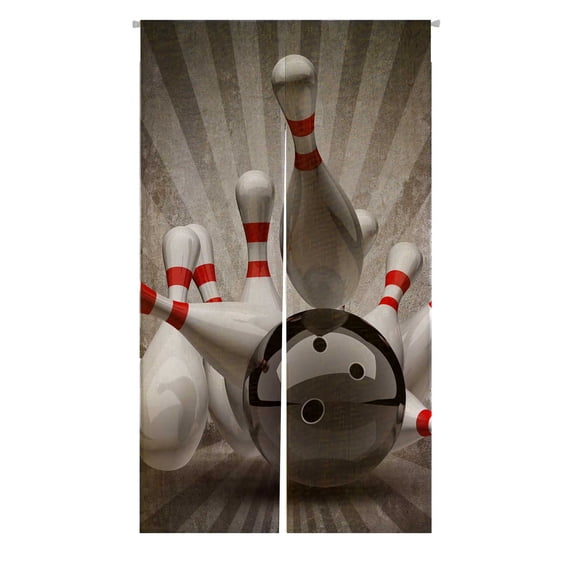 PKQWTM Bowling Ball Crashing Into The Pins Door Curtain Window Cover Home Decor Hanging Curtain Size 85x150 CM