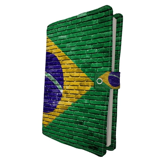 PKQWTM Brazil Flag Painted On Old Brick Wall Texture Book Cover Book Protector Book Sleeve Book Pouch Book Bag 6x9 inch