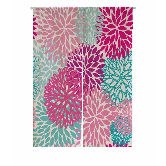 PKQWTM Bright Floral Pattern Door Curtain Window Cover Home Decor Hanging Curtain Size 85x120 CM