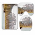 thumbnail image 1 of PKQWTM Brown Bear Hunting Fish Beautiful Alaskan Landscape 3 Piece Bathroom Rugs Set Bath Rug Contour Mat and Toilet Lid Cover, 1 of 2