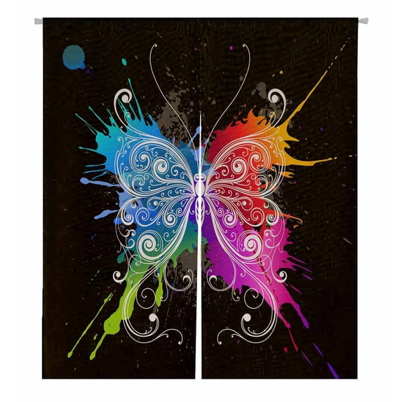 PKQWTM Butterfly Door Curtain Window Cover Home Decor Hanging Curtain Size 105x120 CM