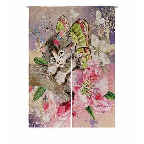 PKQWTM Butterfly Kitten Door Curtain Window Cover Home Decor Hanging Curtain Size 85x120 CM