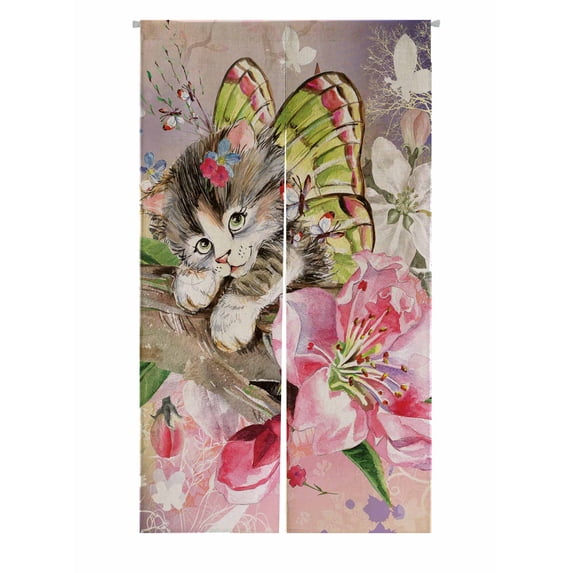 PKQWTM Butterfly Kitten Door Curtain Window Cover Home Decor Hanging Curtain Size 85x150 CM