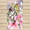 thumbnail image 1 of PKQWTM Butterfly Kitten Microfiber Bath Towels Bathroom Body Shower Towel Size 30x56 Inches, 1 of 1