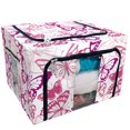 thumbnail image 1 of PKQWTM Butterfly Summer Pink Butterfly Silhouettes Storage Bag Clear Window Storage Bins Boxes Large Capacity Foldable Stackable Organizer With Steel Metal Frame For Bedding,Clothes,Closets, Bedrooms, 1 of 3