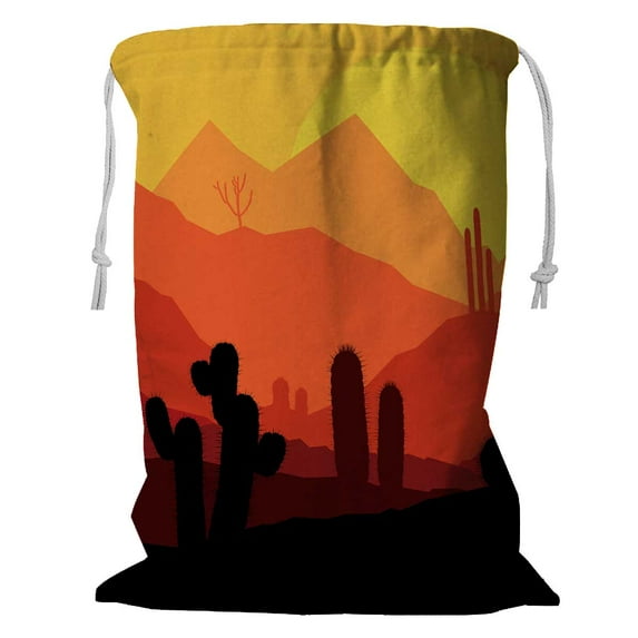 PKQWTM Cactus Mysterious Landscape Storage Basket Laundry Bag with Drawstring Size 18x24 Inch