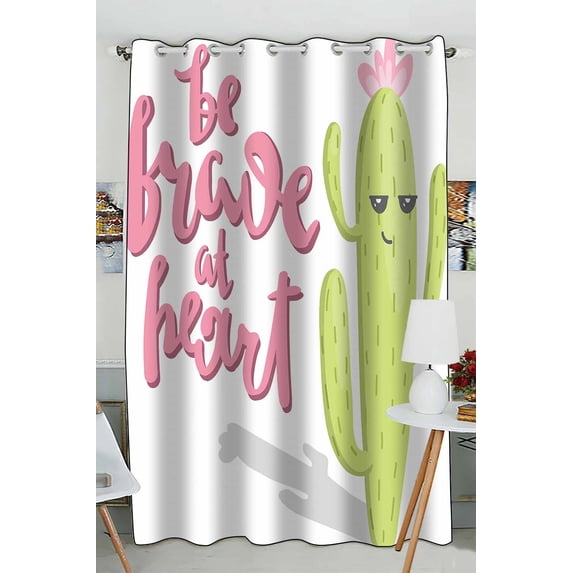 PKQWTM Cactus With Funny Face Practical heat insulation Shading Window Curtain Size 52(W)x84(H) inches(One Piece)