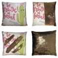 thumbnail image 1 of PKQWTM Cactus With Funny Face Reversible Mermaid Cushion Cover Home Decor Sequin Pillow Case Size 16x16 inches, 1 of 2