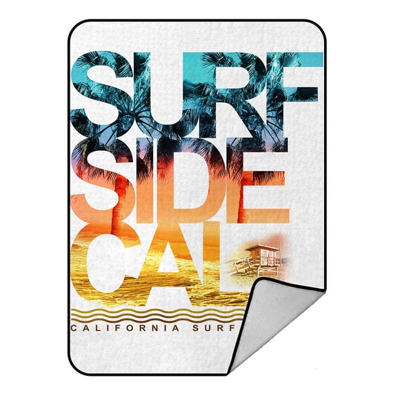 PKQWTM California Surf Blanket Crystal Velvet Throw Bed Blanket 58x80 inches