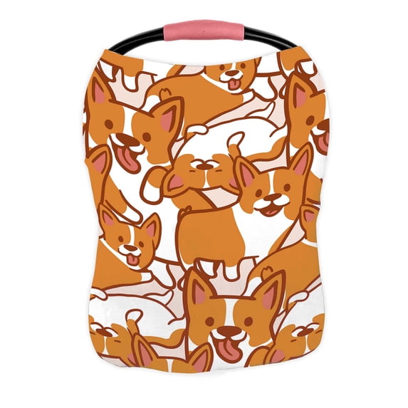 PKQWTM Cartoon Corgis Pattern Nursing Cover Baby Breastfeeding Infant Feeding Cover Baby Car Seat Cover