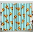 thumbnail image 1 of PKQWTM Cartoon Pizza Slice Practical heat insulation Shading Window Curtain Size 52(W) x 84(H) inches (Two Piece), 1 of 1