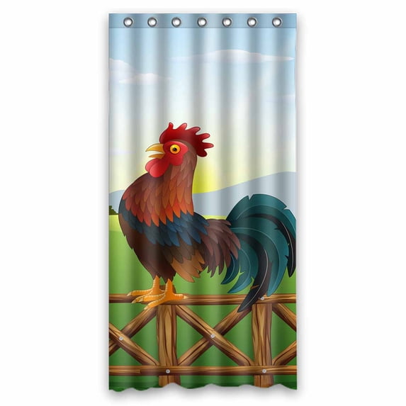 PKQWTM Cartoon Rooster Crowing At Farm Field Morning Sun Rising WaterProof Polyester Fabric Shower Curtain Size 36x72 Inches