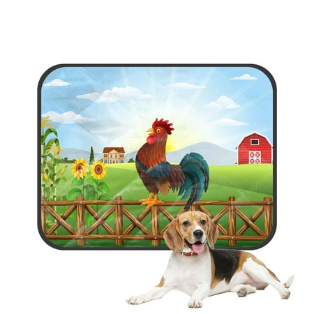 PKQWTM Cartoon rooster crowing at farm field morning sun rising Pet Dog Cat Bed Pee Pads Mat Cushion Potty Dogs Blankets Crate Bed Kennel 25x30 inch