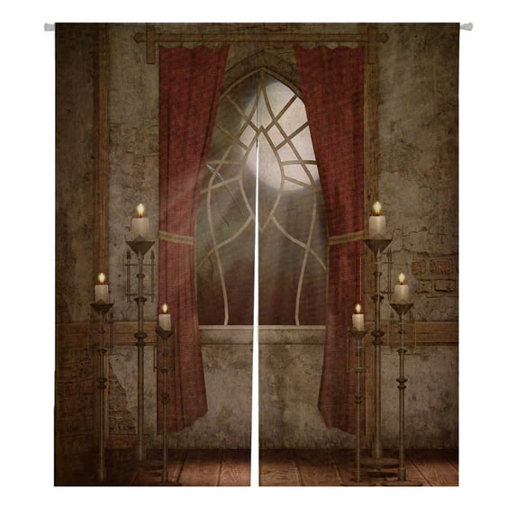 PKQWTM Castle Chamber Window Candelabras Door Curtain Window Cover Home Decor Hanging Curtain Size 105x120 CM