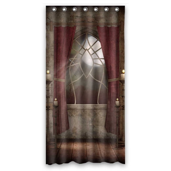 PKQWTM Castle Chamber Window Candelabras WaterProof Polyester Fabric Shower Curtain Size 36x72 Inches