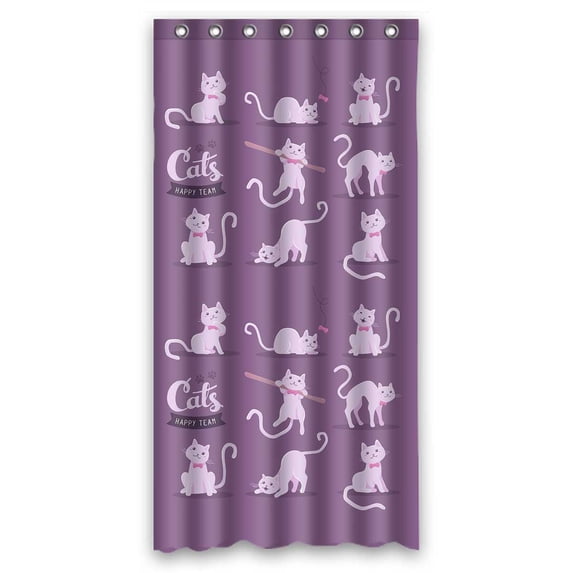 PKQWTM Cat Poses Pink Bow Paw Dark Flat WaterProof Polyester Fabric Shower Curtain Size 36x72 Inches