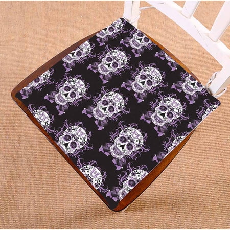 PKQWTM Celebration Festival Mexico Sugar Skull Skeleton Chair Pads Chair Mat Seat Cushion Chair Cushion Floor Cushion Size 18x18 inches