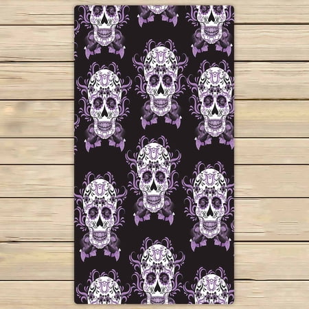 PKQWTM Celebration Festival Mexico Sugar Skull Skeleton Microfiber Bath Towels Bathroom Body Shower Towel Size 30x56 Inches