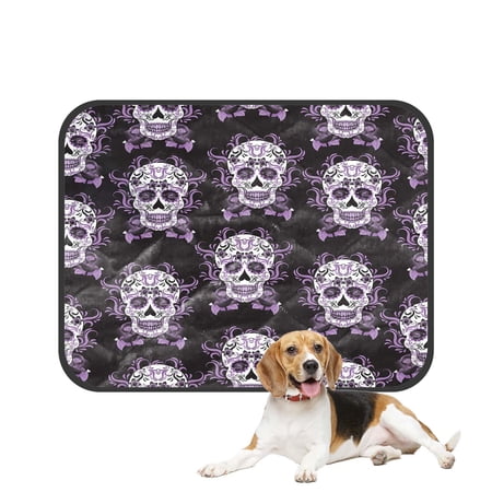 PKQWTM Celebration Festival Mexico Sugar Skull Skeleton Pet Dog Cat Bed Pee Pads Mat Cushion Potty Dogsblankets Crate Bed Kennel 25x30 inch