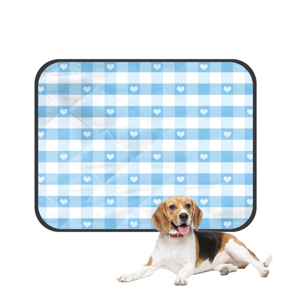 PKQWTM Check and Hearts Pet Dog Cat Bed Pee Pads Mat Cushion Potty Dogsblankets Crate Bed Kennel 14x18 inch