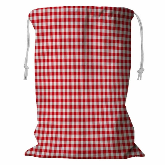PKQWTM Checkered Geometric Pattern Storage Basket Laundry Bag with Drawstring Size 24x32 Inch
