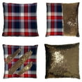 thumbnail image 1 of PKQWTM Checkered Pattern Reversible Mermaid Cushion Cover Home Decor Sequin Pillow Case Size 20x20 inches, 1 of 2