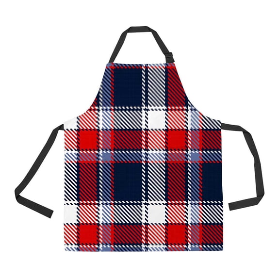 PKQWTM Checkered Pattern Unisex Adjustable Bib Apron with Pockets for Commercial Restaurant and Home Kitchen Use