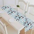 thumbnail image 1 of PKQWTM Cheerful Small Dogs On A Blue Flowers Cotton and Linen Table Runner Kitchen Dining Room Supplies Size 16x72 Inch, 1 of 1
