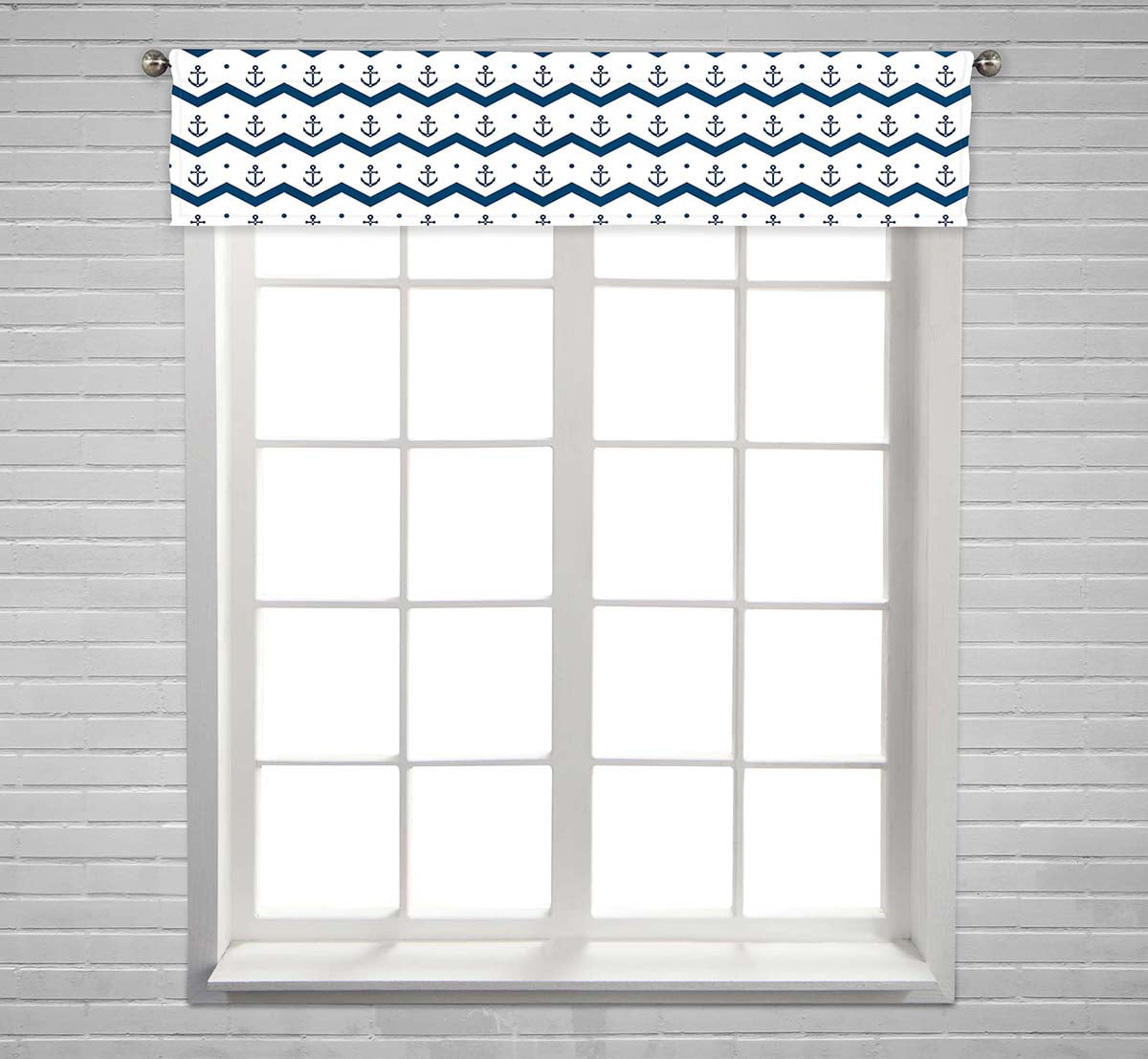 PKQWTM Chevron Anchors Blue White Window Curtain Valance Rod Pocket ...