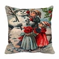 thumbnail image 1 of PKQWTM Children Building Snowman Merry Christmas Bed Decor Pillow Cases Zippered Cushion Cover Size 18x18 Inches, 1 of 1