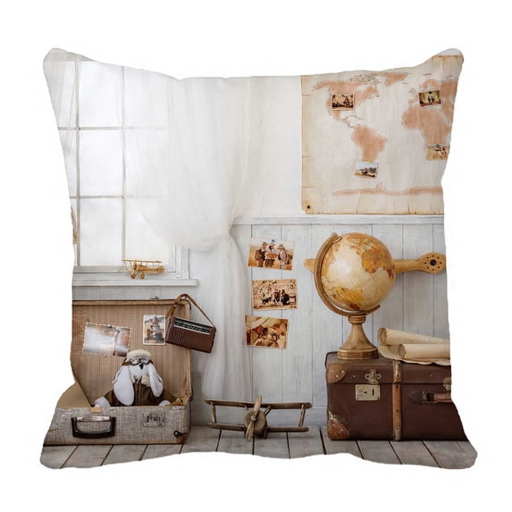 PKQWTM Children Room Travel Tourism Bed Decor Pillow Cases Zippered Cushion Cover Size 20x20 Inches