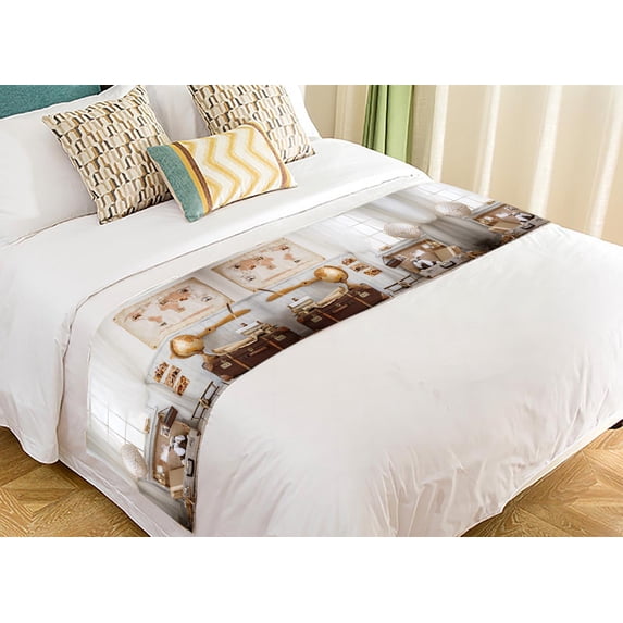 PKQWTM Children Room Travel Tourism Bed Runner Bedroom Bedding Decor Bedding Scarf Size 20x95 inches