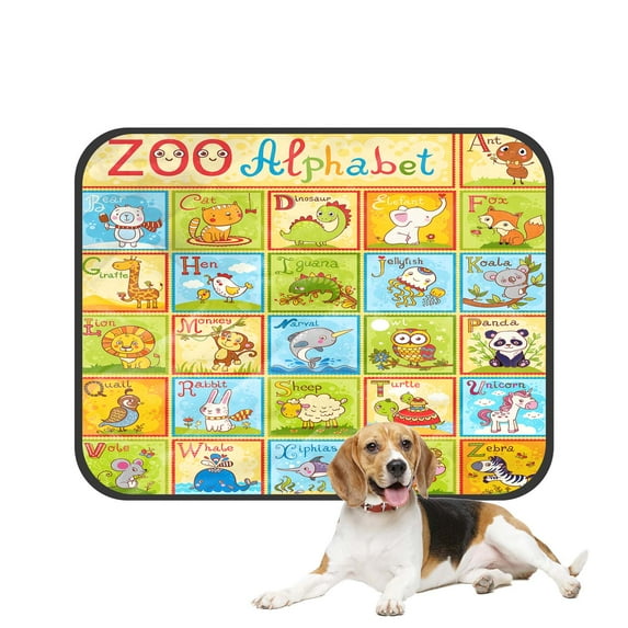 PKQWTM Children's English Animal Alphabet Pet Dog Cat Bed Pee Pads Mat Cushion Potty Dogsblankets Crate Bed Kennel 14x18 inch